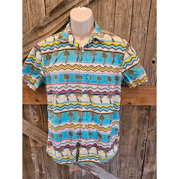 Cactus menswear bright hawaiin themed button up size medium M EUC ^ - Picture 1 of 8